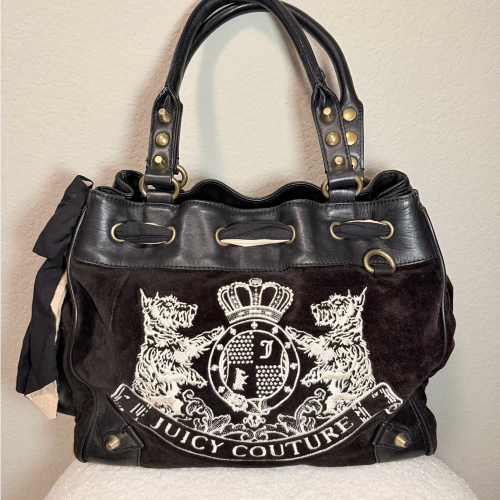 Juicy Couture Vintage Black and Cream Scottie Daydreamer Bag